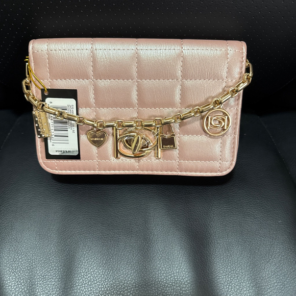 bebe Handbags - bebe Crossbody Bag in Iridescent Mauve (Pink) w/Charms